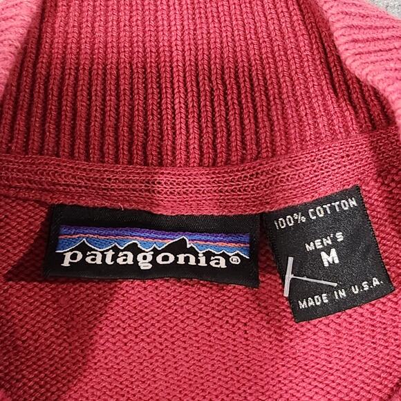 VTG 80s Patagonia Mens M Medium USA Heavy Cotton Knit Thick Polo Henley Sweater - Picture 7 of 16